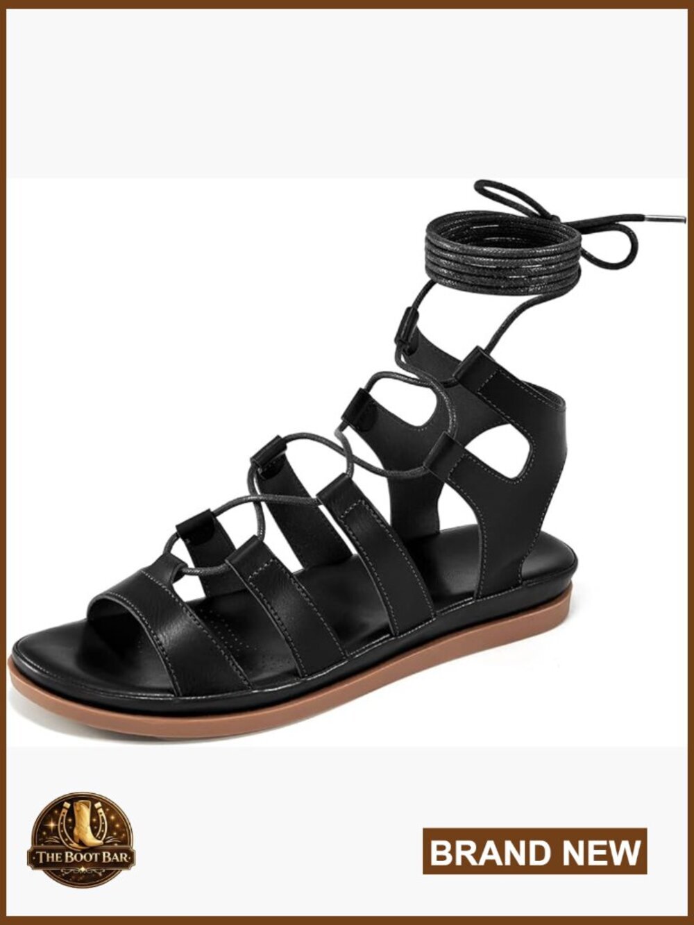 Strappy Gladiator Flat Sandals, Non-Slip, Adjustable Cross Lace Up